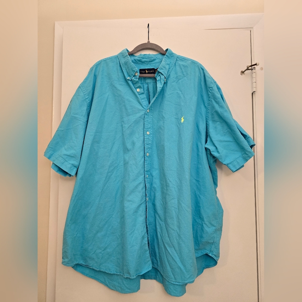 Ralph Lauren Turquoise Short-Sleeve Button-Down Shirt